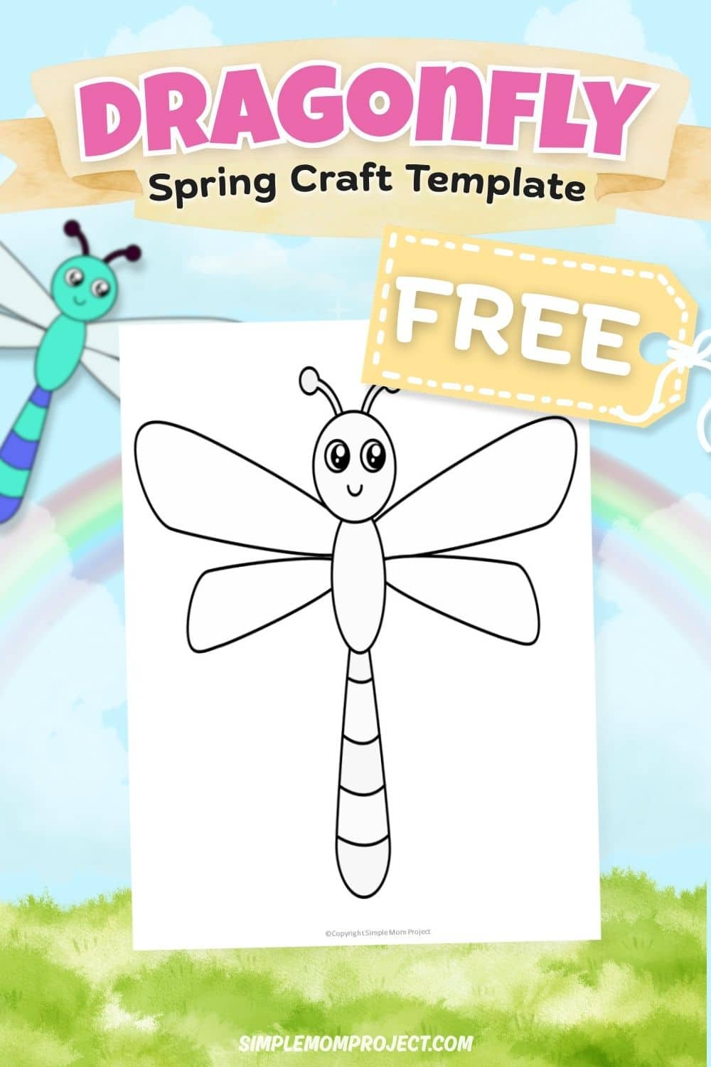 free printable dragonfly template for kids easy bug activity preschool