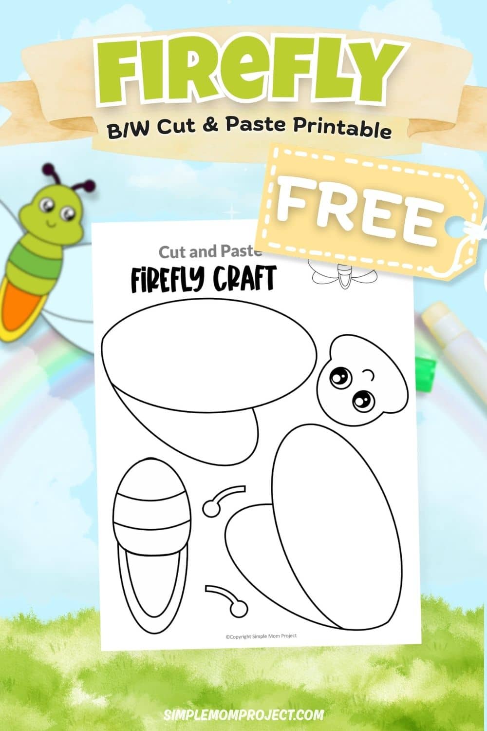 free printable firefly craft template for kids easy insect activity preschool