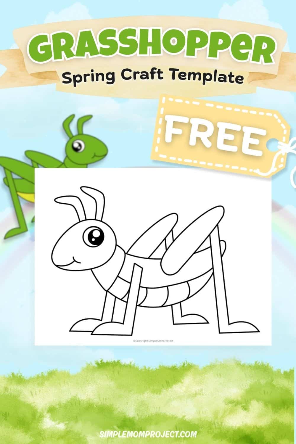 free printable grasshopper template for kids easy bug activity preschool