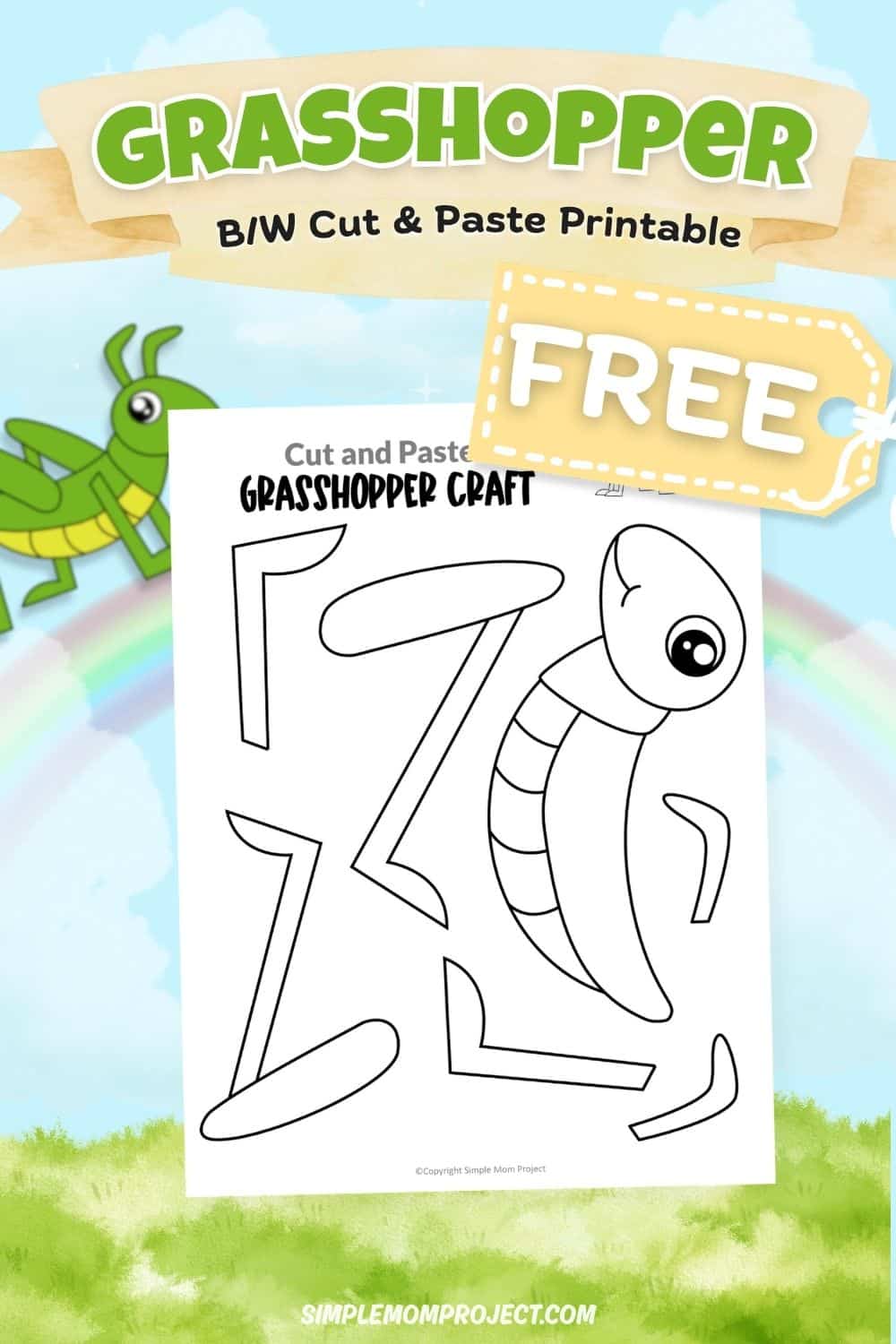 free printable grasshopper craft template for kids easy bug activity preschool