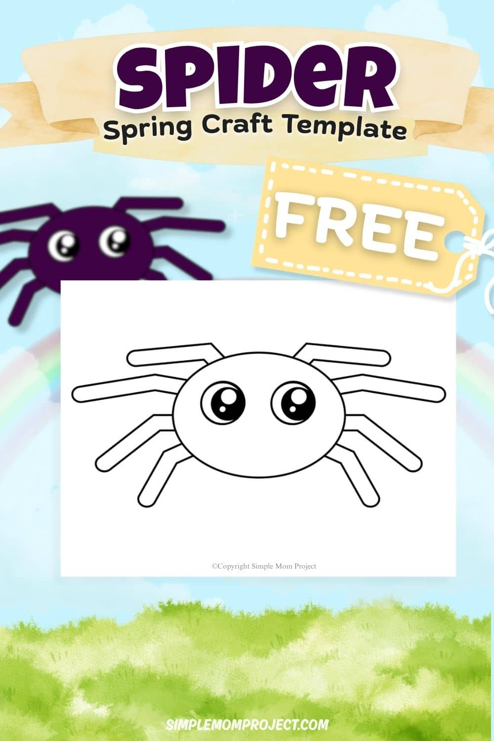 free printable spider template for kids easy bug activity preschool