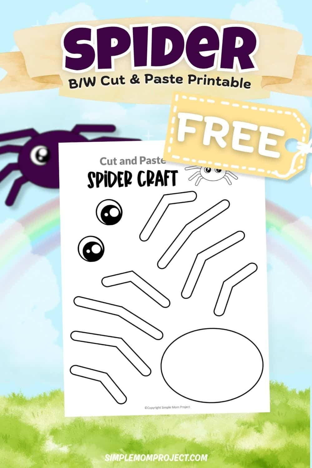 free printable spider craft template for kids easy bug activity preschool