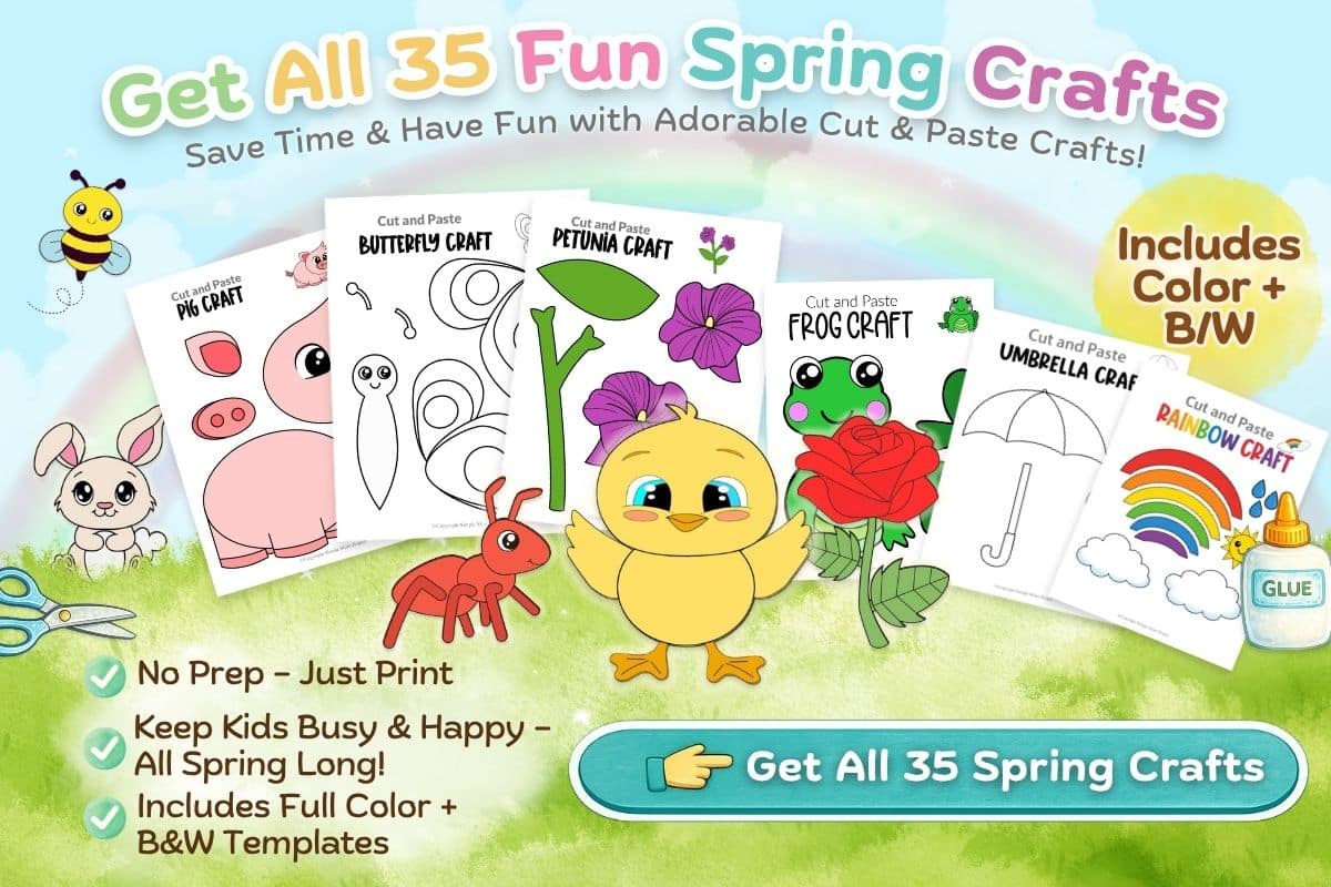 spring animal cut and paste template fun easy printable craft for kids of all ages low prep free