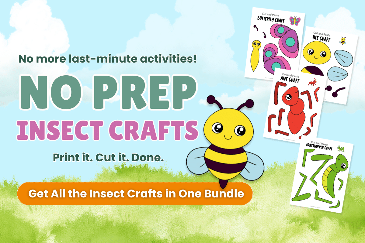Printable bee craft for kids cut and paste insect activity bundle