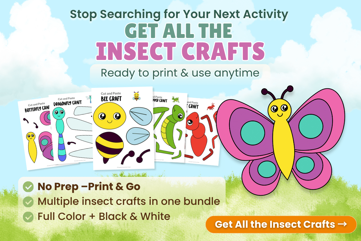 Printable butterfly craft for kids cut and paste insect activity