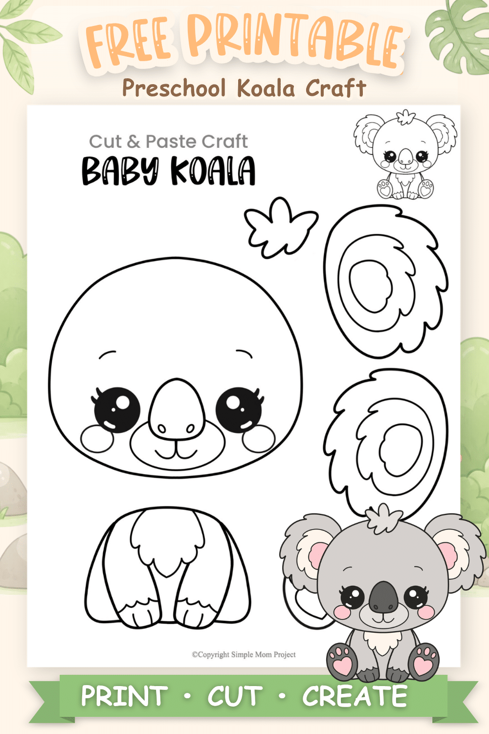 Printable Baby Koala Craft Template for Kids of all ages