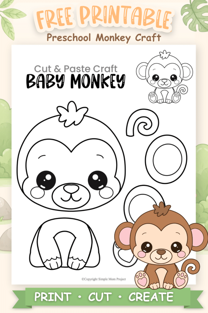 Printable Baby Monkey Craft Template for Kids of all Ages