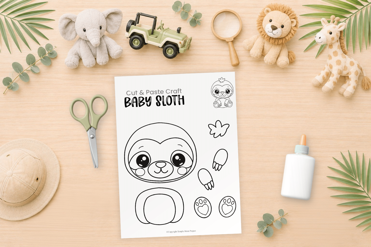 Free Printable baby sloth craft templates for kids of all ages