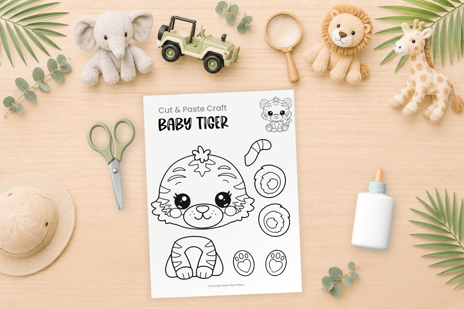 Free printable baby tiger craft for kids