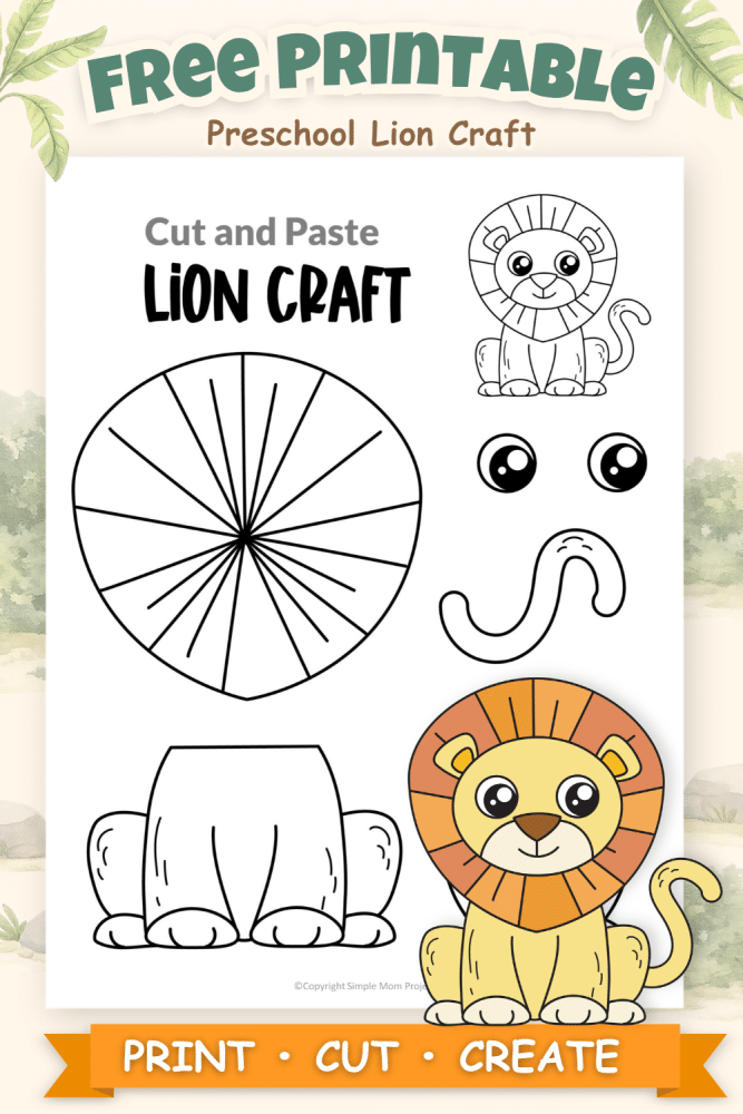 Free Printable Lion Craft Template (Easy Preschool Safari Activity ...