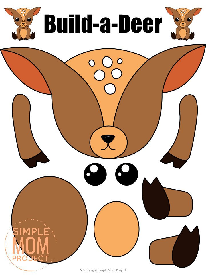 Free Printable Cut and Paste Deer Craft for Kids with Free Deer Template