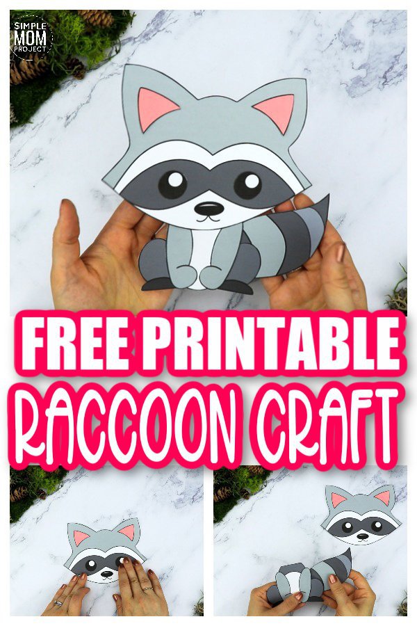 Free Printable Forest Raccoon Craft Template for kids, preschoolers, toddlers and kindergartners