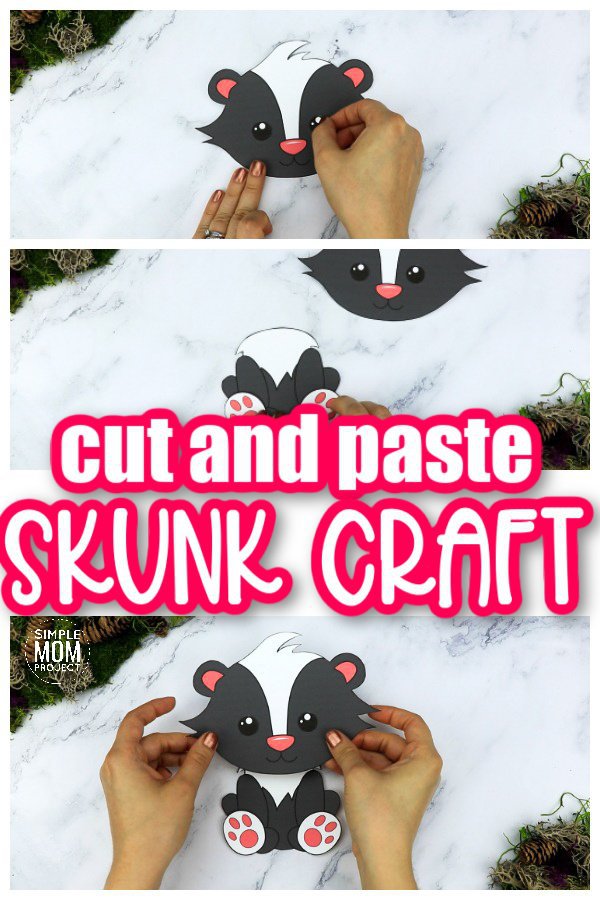 Printable Forest Skunk Craft Template for kids, preschoolers, toddlers and kindergartners