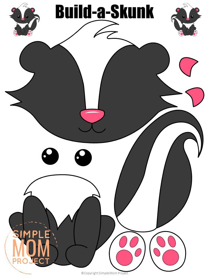 Download Free Printable Cut and Paste Skunk Craft for Kids - Simple Mom Project