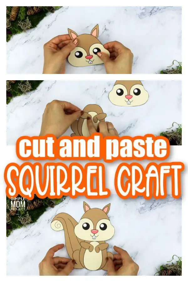 Are you looking for an easy step by step toddler activity to teach the letter s to your preschoolers? Click now to get the free printable squirrel template to make this cute squirrel paper craft! Spruce him up by adding autumn leaves, acorns or even glue him to a pinecone!. You could even glue him to a paper plate or toilet paper roll so he can easily become fall decor for your home. Kids of all ages will love making this squirrel woodland animal craft, even kindergartners and up! #squirrel #squirrlecrafts #woodlandanimals #woodlandanimalcrafts #fallanimalcrafts #LetterS #SimpleMomProject