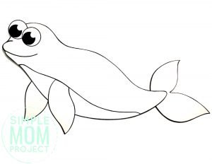 Free Printable Simple Arctic Animal Beluga Whale Coloring Page for kids preschoolers and toddlers