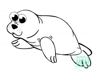 Free Printable Simple Arctic Animal Harp Seal Coloring Page for kids preschoolers and toddlers