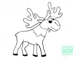 Free Printable Simple Arctic Animal Moose Coloring Page for kids preschoolers and toddlers