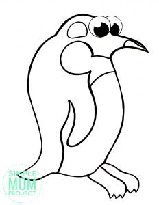 Free Printable Simple Arctic Animal Penguin Coloring Page for kids preschoolers and toddlers
