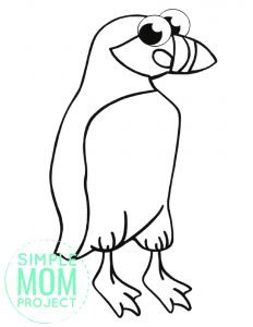 Free Printable Simple Arctic Animal Puffin Coloring Page for kids preschoolers and toddlers