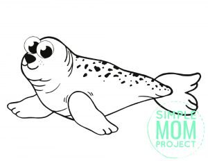 Free Printable Simple Arctic Animal Ringed Seal Coloring Page for kids preschoolers and toddlers