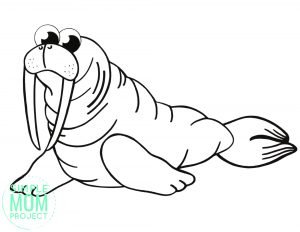 Free Printable Simple Arctic Animal Walrus Coloring Page for kids preschoolers and toddlers