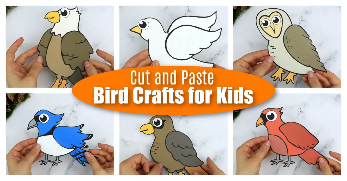 Add some fun to your kids craft activities with these adorable cut & paste Bird Crafts. Your kids will learn how to make beautiful Barn Owls, Eagle crafts, Dove Crafts & many more with these easy, printable Bird craft templates. Whether you use them as creative art projects for toddlers, preschoolers or kindergartners or to learn the alphabet during homeschooling, this flock of cut & paste bird crafts are great fun for everyone! #birdcrafts #printablebirdcrafts