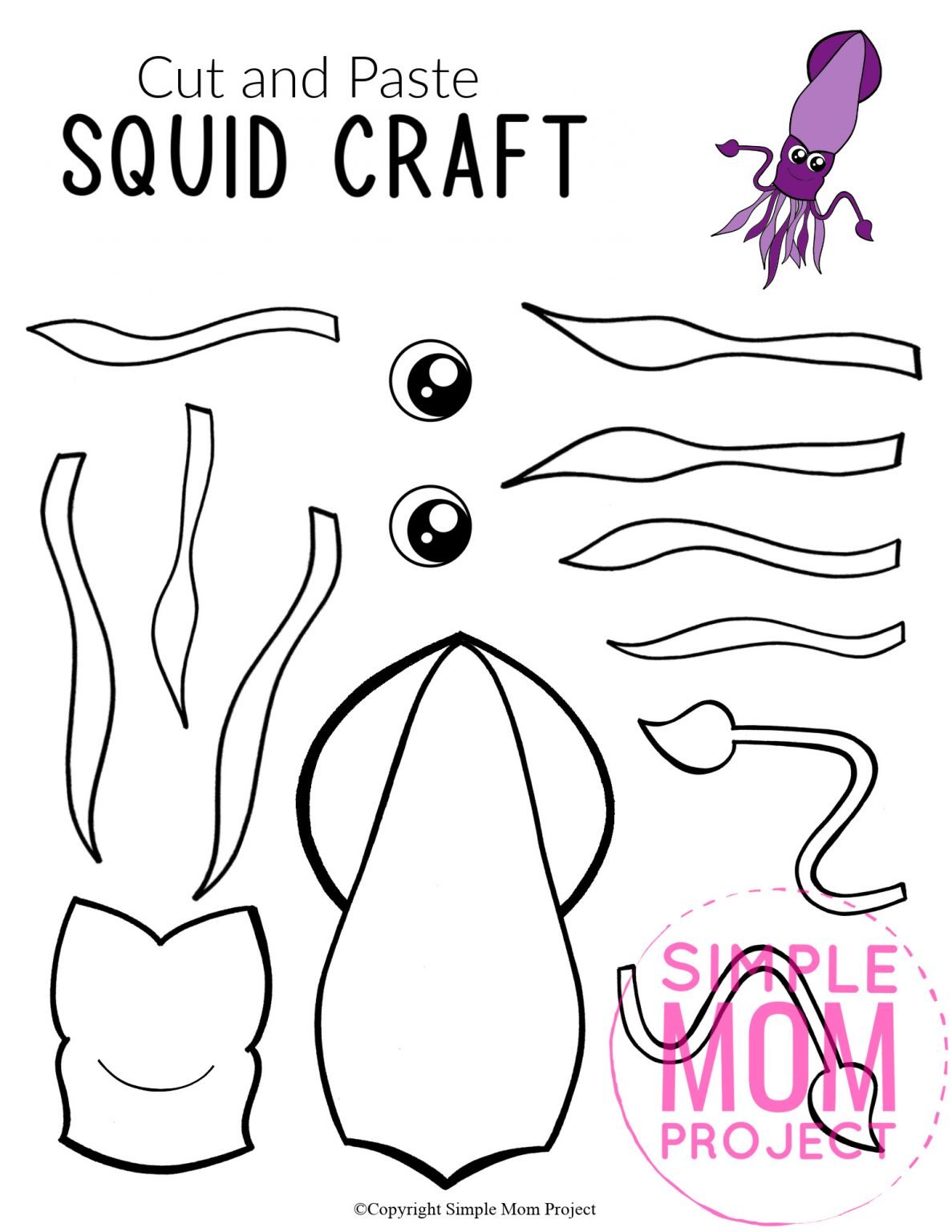 Easy DiY Squid Craft for Kids with Free Squid Template