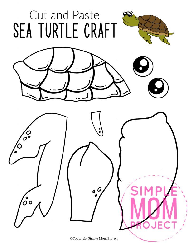 Cut and Paste Sea Turtle Craft for Kids with Free Template