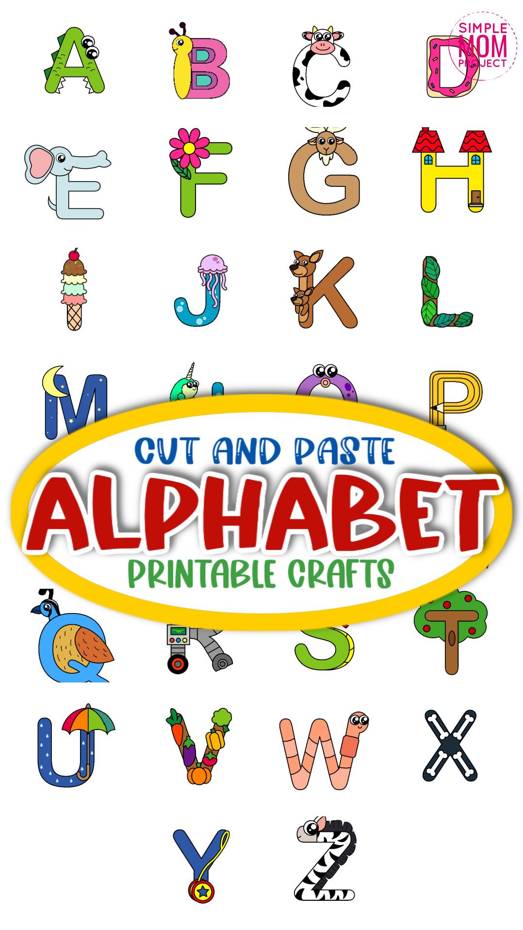 Alphabet Cut and Paste Craft Templates - Simple Mom Project Store