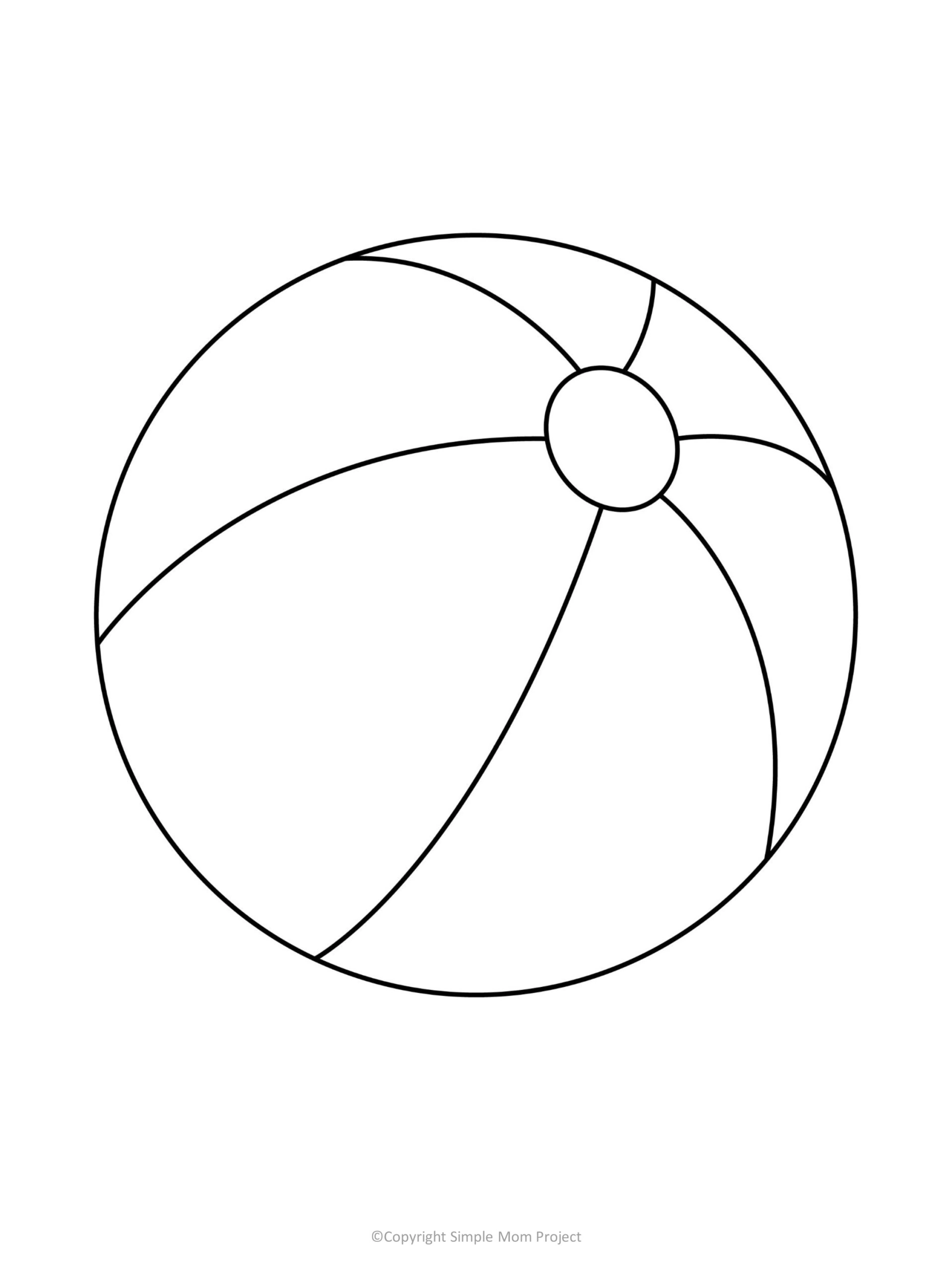 printable beachball template for preschoolers, toddlers and summer crafts