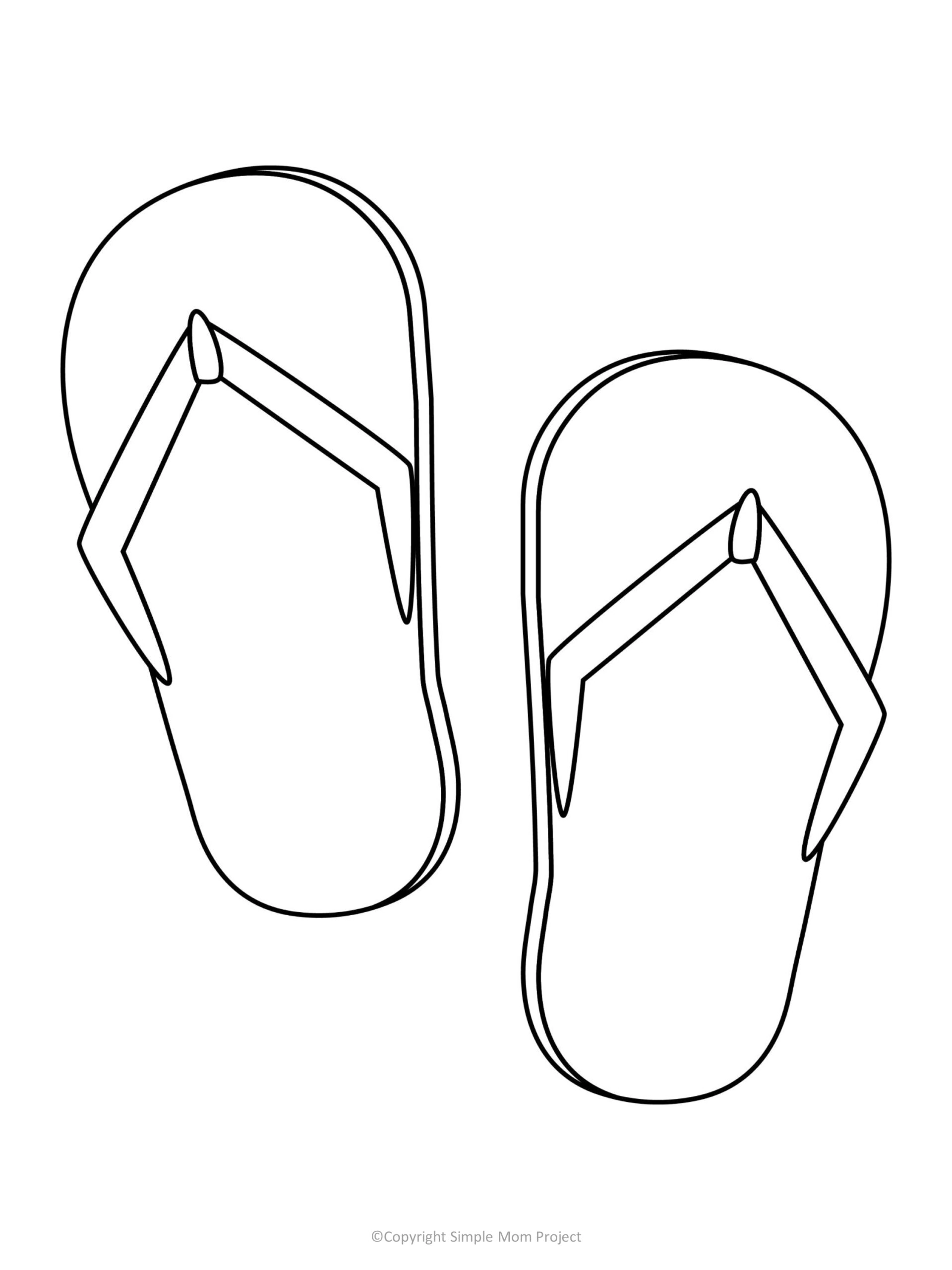 printable flip flops template for kids, preschoolers, and toddlers