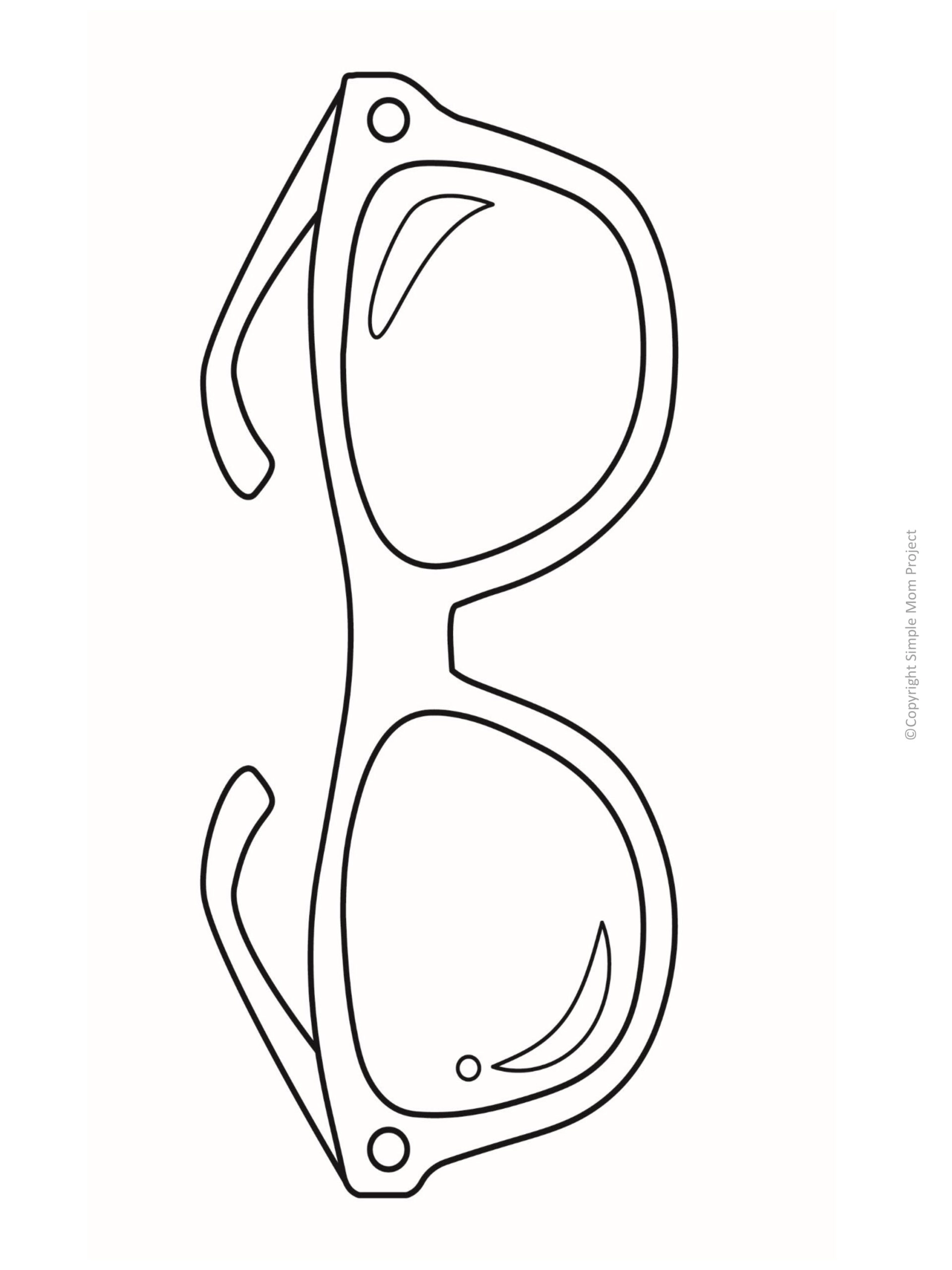 printable sunglasses template for preschoolers, toddlers and summer crafts