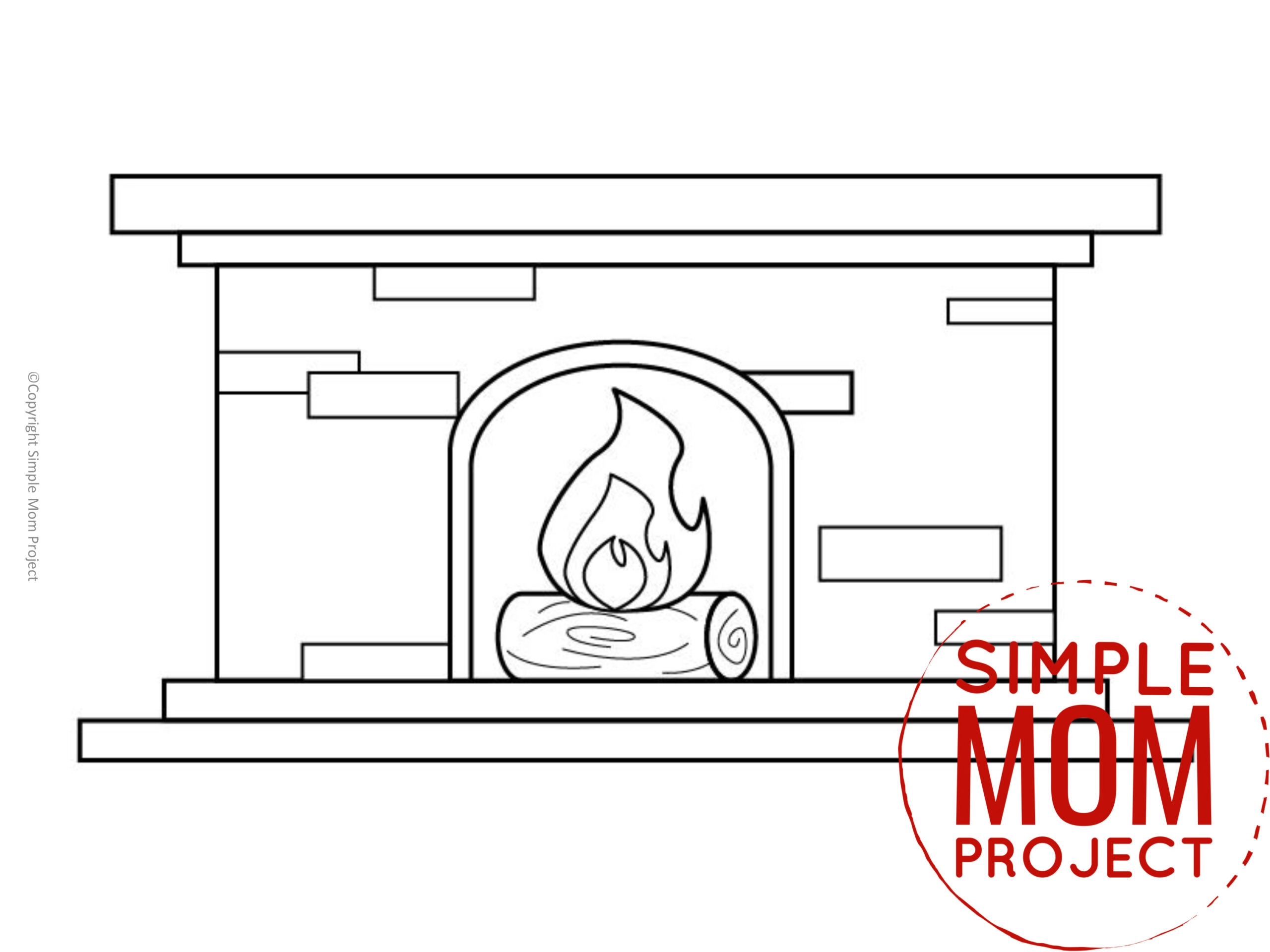 Printable Fire Place Template coloring page for preschoolers, toddlers and kindergartners 1