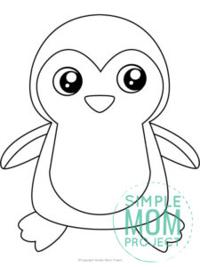 Free Printable Penguin Template coloring page for preschoolers, toddlers and kindergartners 1
