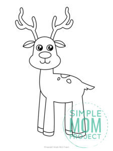 Free Printable Reindeer Template coloring page for preschoolers, toddlers and kindergartners 1