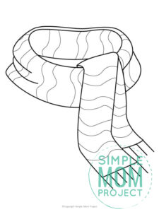 Free Printable Scarf Template coloring page for preschoolers, toddlers and kindergartners 1