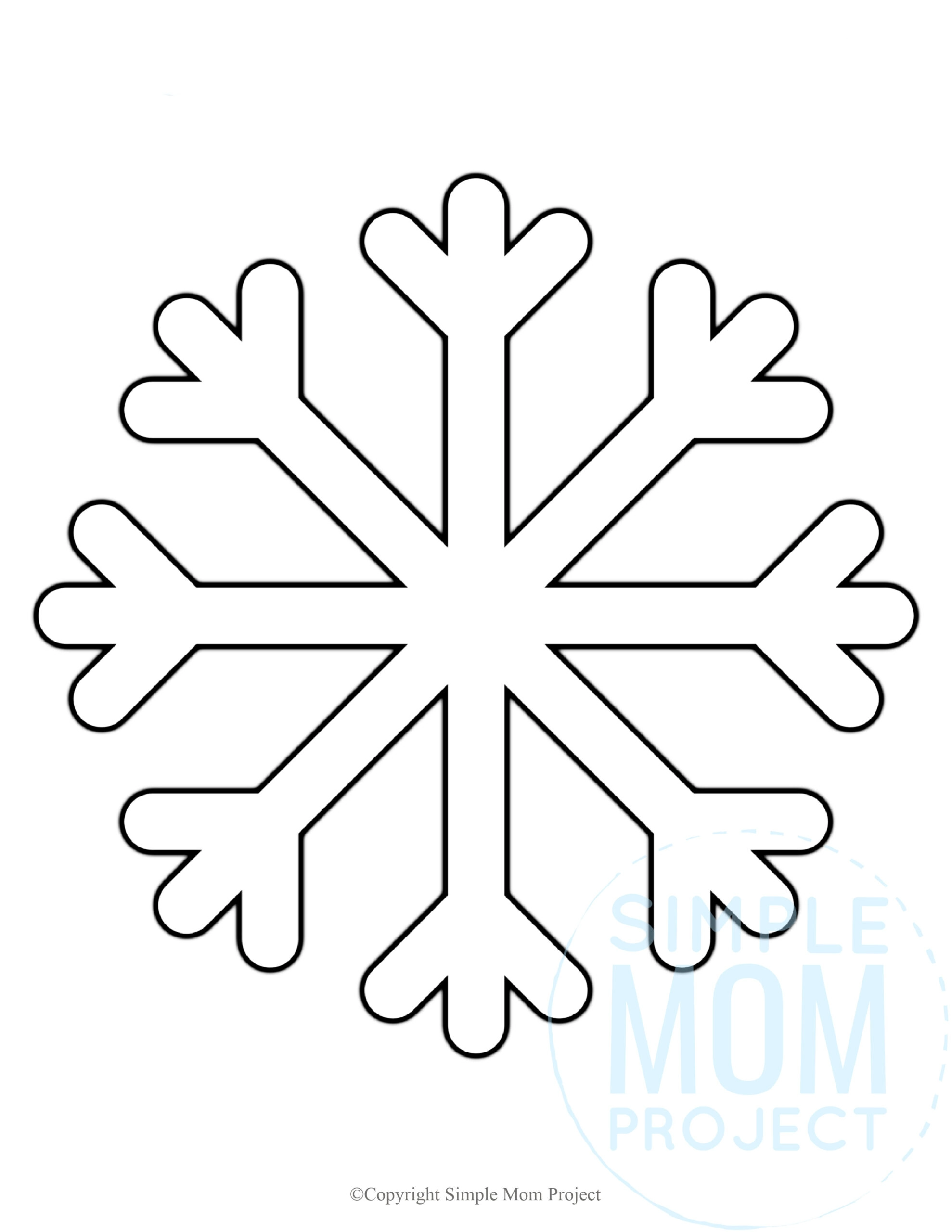 Printable Snowflake template, snowflake pattern, snowflake stencil, snowflake outline for kids winter crafts 