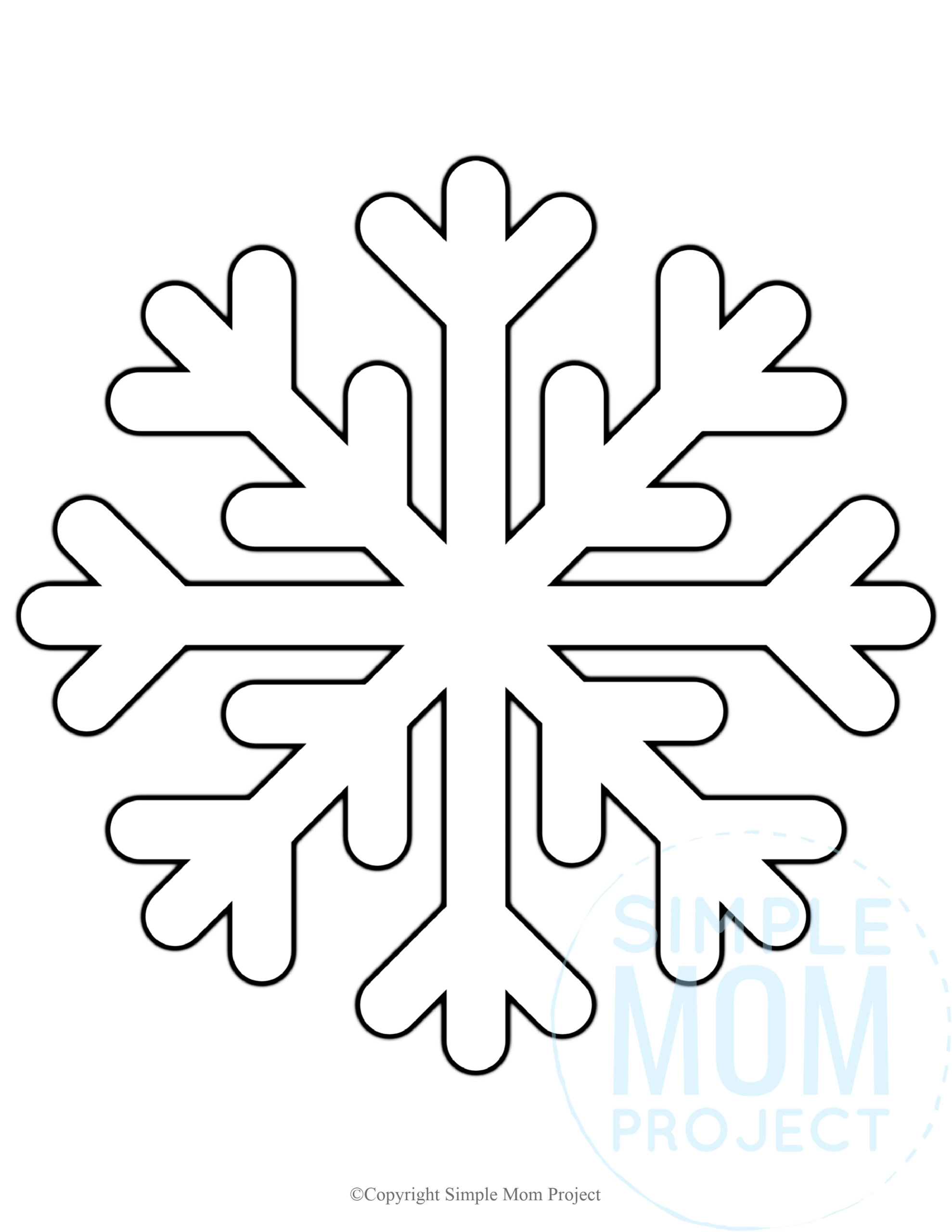 Printable Snowflake template, snowflake pattern, snowflake stencil, snowflake outline for kids winter crafts 