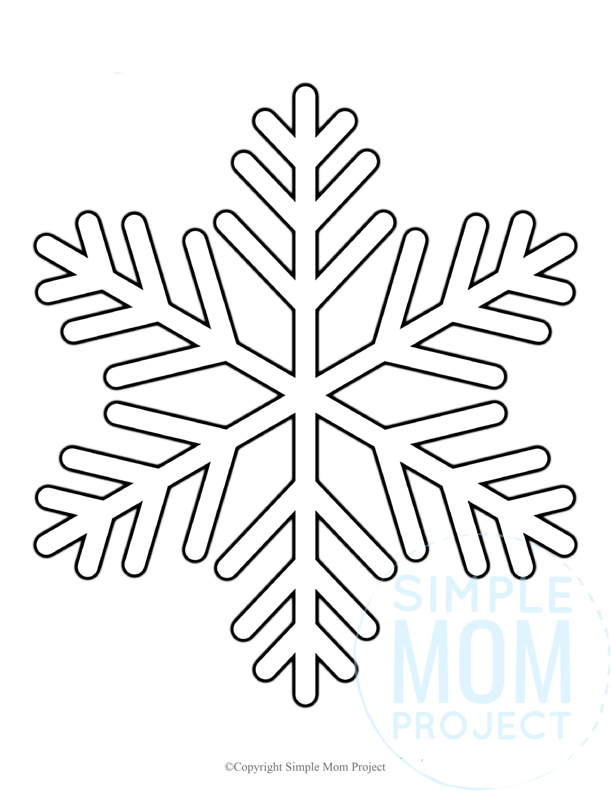 Printable Snowflake template, snowflake pattern, snowflake stencil, snowflake outline for kids winter crafts 
