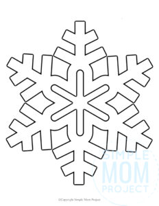 Free Printable Snowflake template, snowflake pattern, snowflake stencil, snowflake outline for kids winter crafts