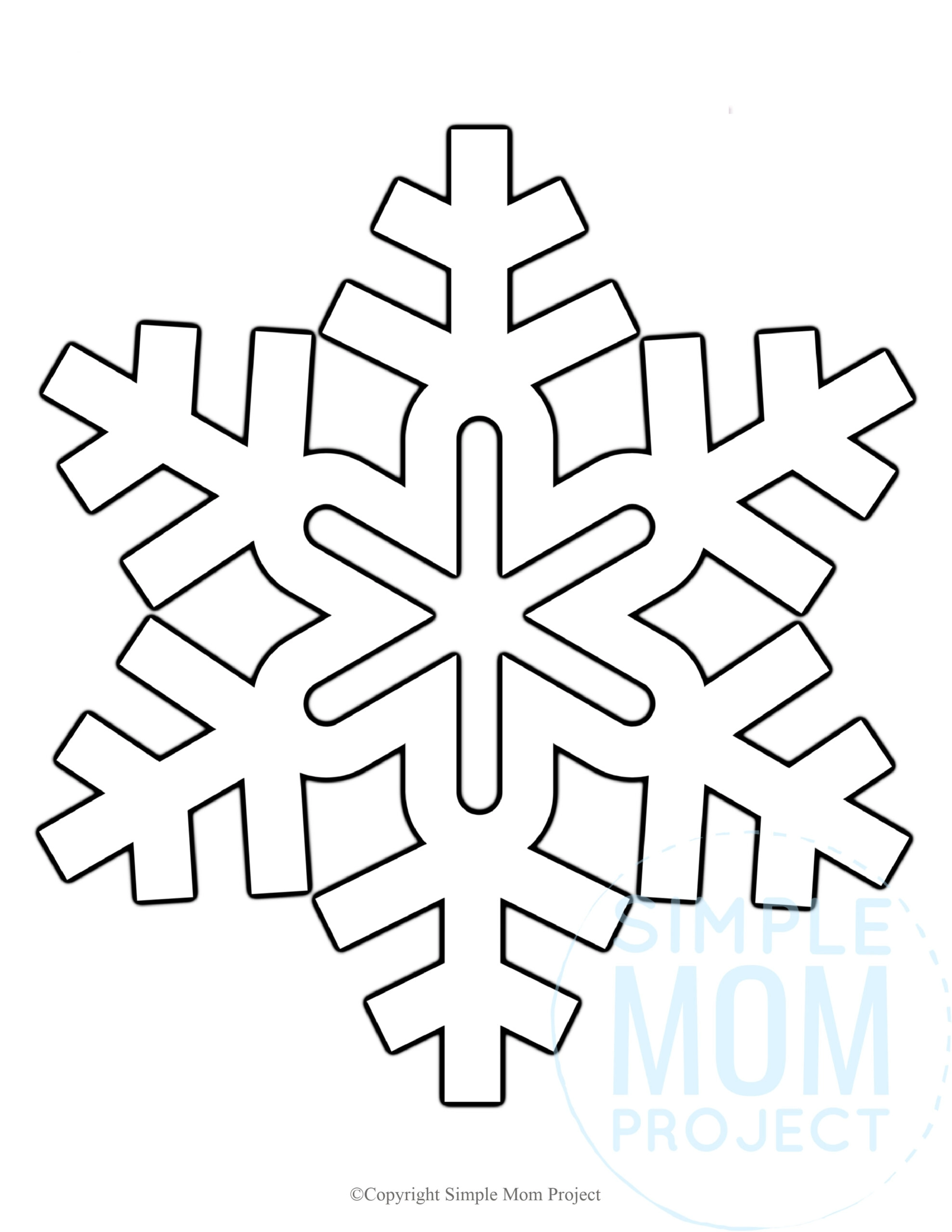  Printable Snowflake template, snowflake pattern, snowflake stencil, snowflake outline for kids winter crafts 