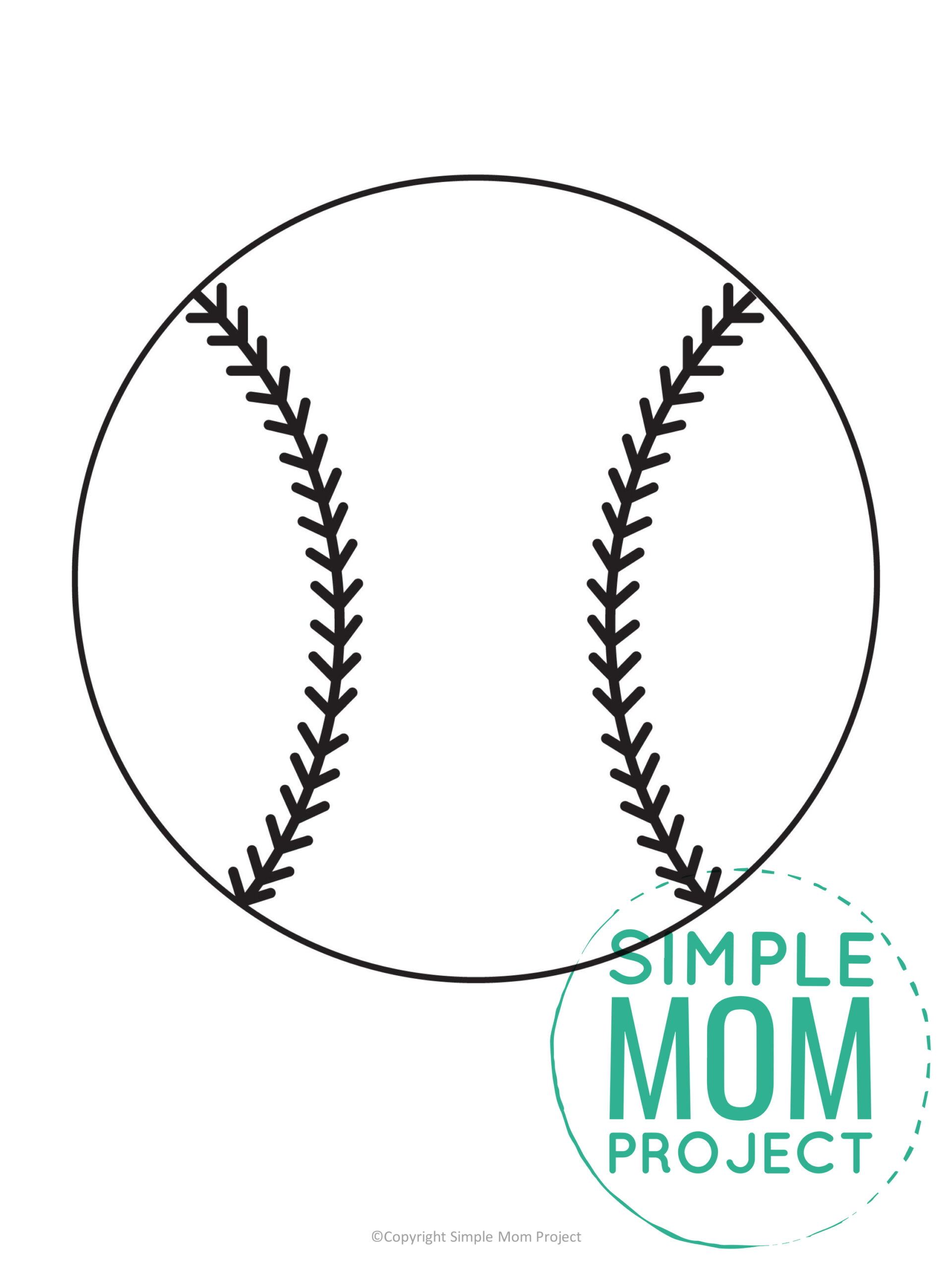 free printable baseball template for preschoolers, toddlers and summer crafts