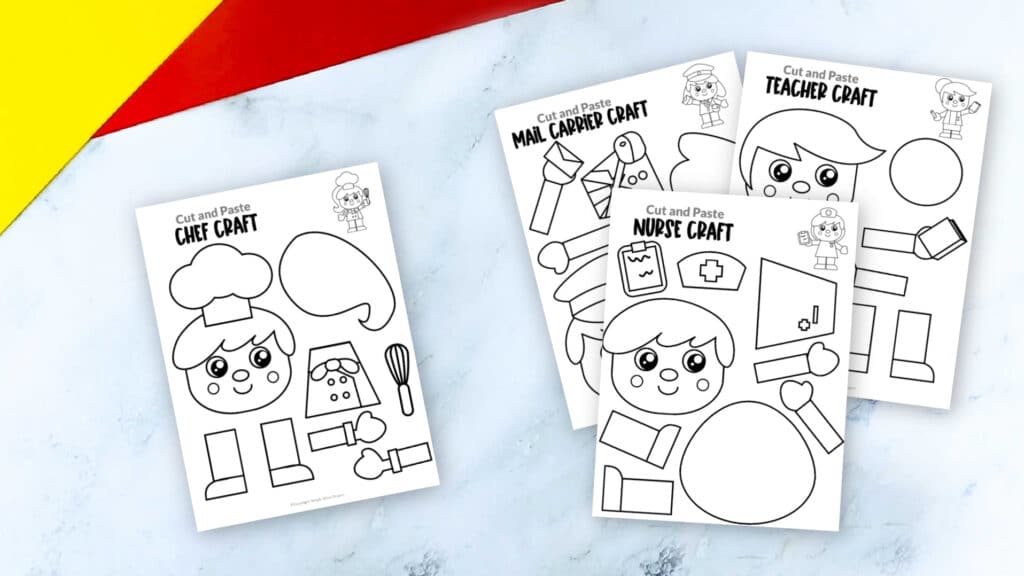 Printable Cut and Paste Community Helper Crafts for Kids, Preschooler and Toddlers
