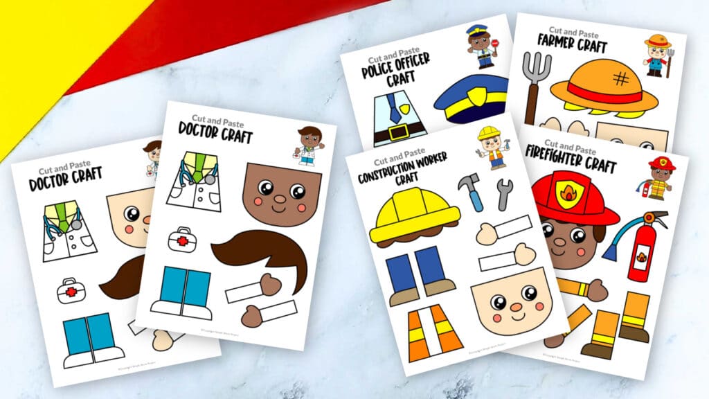 Printable Cut and Paste Community Helper Crafts for Kids, Preschooler and Toddlers