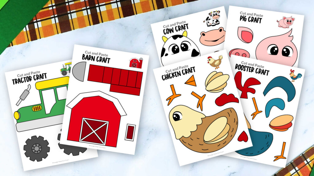 Printable Farm Animal Crafts for Preschool toddler kindergarten barnyard animal crafts