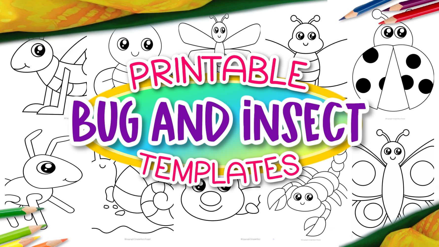 Are you looking for cute bug template printable cut out insects? These insect templates are great for any bug crafts! There's a bee, ladybug, grasshopper, spider and many more cute and simple insect templates! Click to download and print your set of insect templates today!